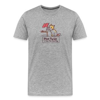 Plot Twist: I am the Red Flag - Männer Premium Bio T-Shirt - Grau meliert - Vorne - Damien (186cm)