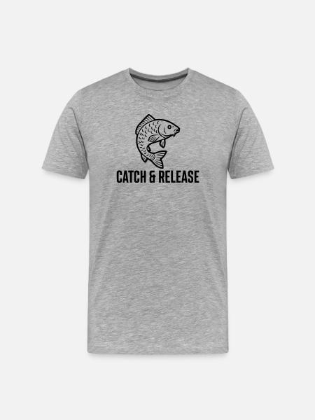 Catch and Release Carp Fishing Saying - Men's Premium Organic T-Shirt - heather grey