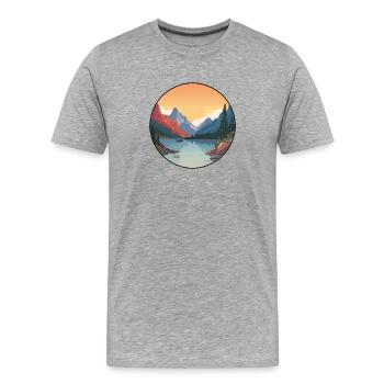 Calm mountain lake – Nature and serenity - Men's Premium Organic T-Shirt - heather grey - Front - Damien (186cm)