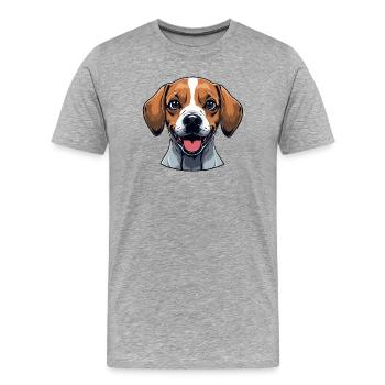 Beagle portrait: Cheerful dog design - Men's Premium Organic T-Shirt - heather grey - Front - Damien (186cm)