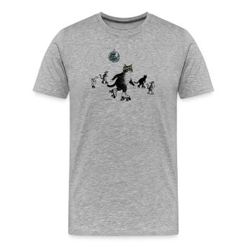 Rollschuh Katzen - Männer Premium Bio T-Shirt - Grau meliert - Vorne - Damien (186cm)