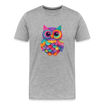 Patchwork Owl Magic - Men's Premium Organic T-Shirt - heather grey - Front - Damien (186cm)