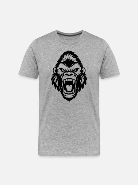 Gorilla Head Icon - Men's Premium Organic T-Shirt - heather grey