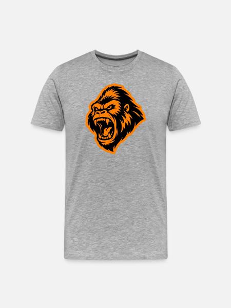 Gorilla Head - Men's Premium Organic T-Shirt - heather grey