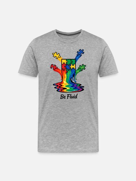 Autism Puzzle Rainbow Melting Illustration - Men's Premium Organic T-Shirt - heather grey