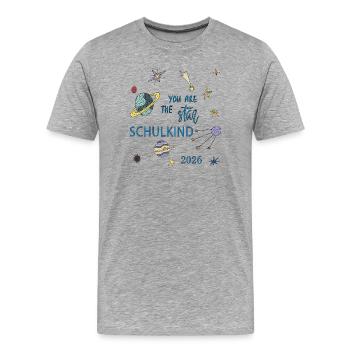 Écolier 2026 - T-shirt bio Premium Homme - gris chiné - Devant - Damien (186cm)