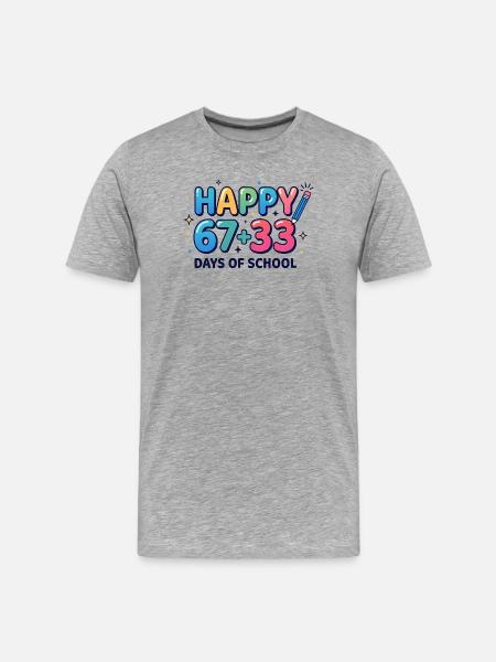 Happy 100 Days School Math Equation - Men's Premium Organic T-Shirt - heather grey