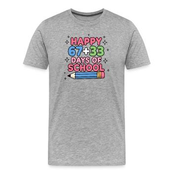 Happy 100 Days School Mathematik-Gleichung - Männer Premium Bio T-Shirt - Grau meliert - Vorne - Damien (186cm)