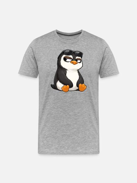 Cool cartoon penguin with sunglasses skeptical - Men's Premium Organic T-Shirt - heather grey
