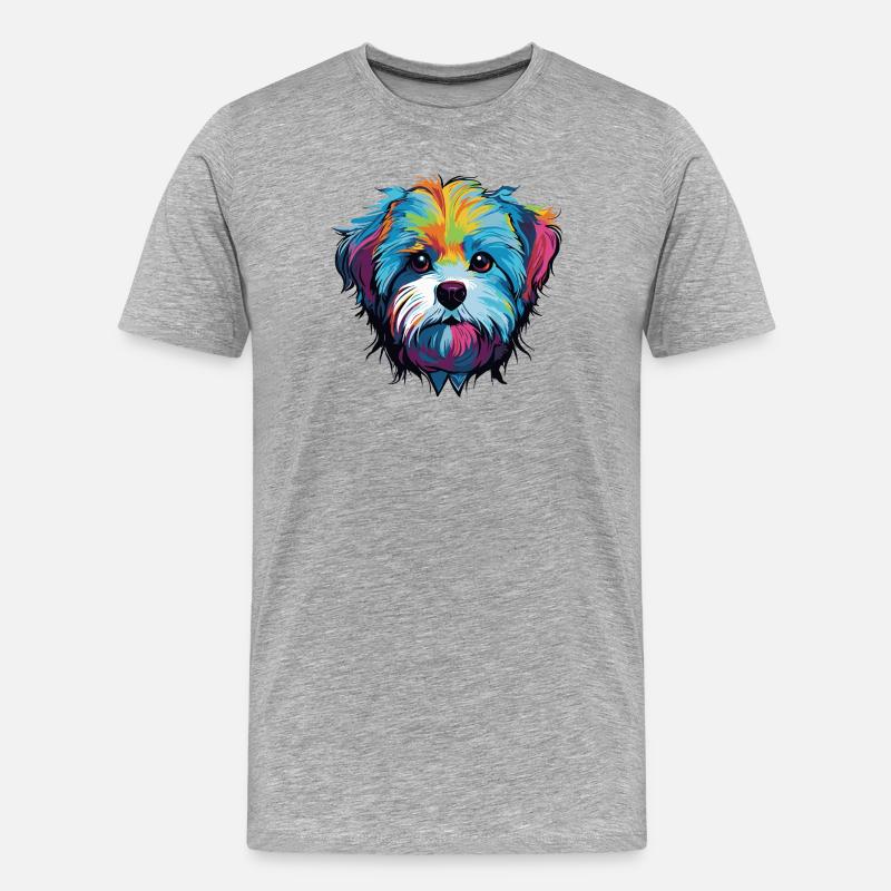 Hund Comic Hundekopf - Männer Premium Bio T-Shirt - Grau meliert