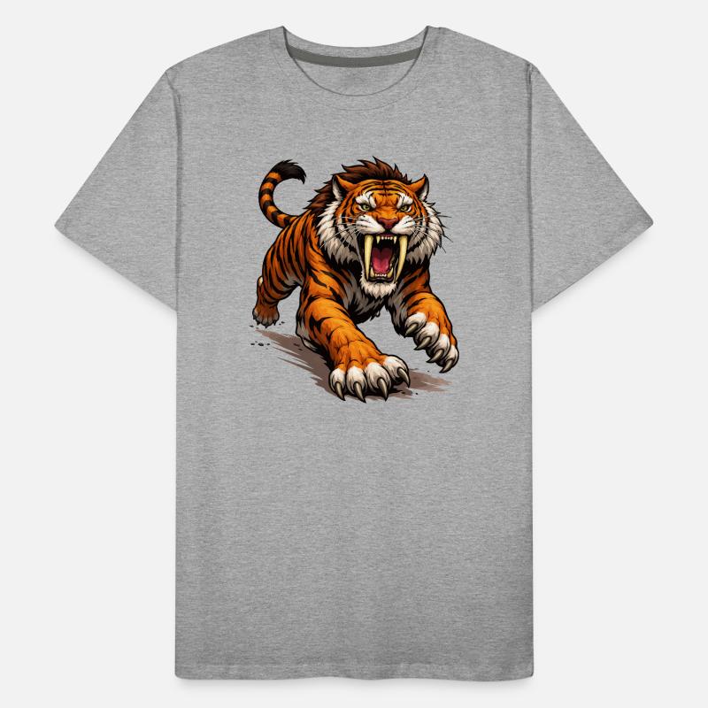 Comic Tiger Attack Men's Premium Organic T-Shirt