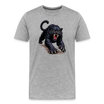 Schwarzer Panther Angriff - Männer Premium Bio T-Shirt - Grau meliert - Vorne - Damien (186cm)