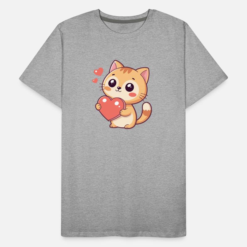 Cuddly kitten with a red heart Men's Premium Organic T-Shirt