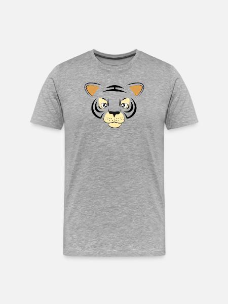 Cool Tiger Face Graphic Big Cat Wildlife Art - Mannen premium biologisch T-shirt - grijs gemêleerd