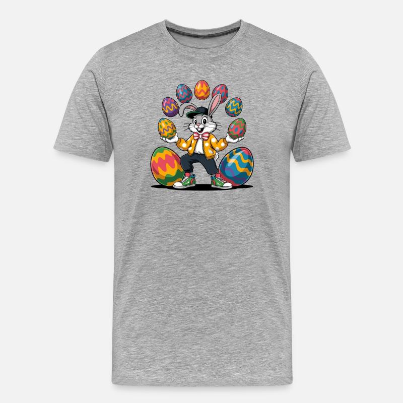 Osterhase mit bunten Eiern - Männer Premium Bio T-Shirt - Grau meliert