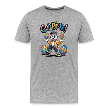 Lapin de Pâques dans un style coloré - T-shirt bio Premium Homme - gris chiné - Devant - Damien (186cm)