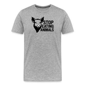 La protestation contre la tête de cochon arrête la consommation d’animaux - T-shirt bio Premium Homme - gris chiné - Devant - Damien (186cm)