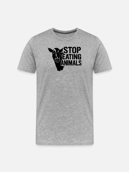 Stops animal suffering: No meat - Men's Premium Organic T-Shirt - heather grey
