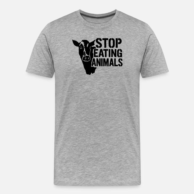 Stoppt Tierleid: Kein Fleisch - Männer Premium Bio T-Shirt - Grau meliert