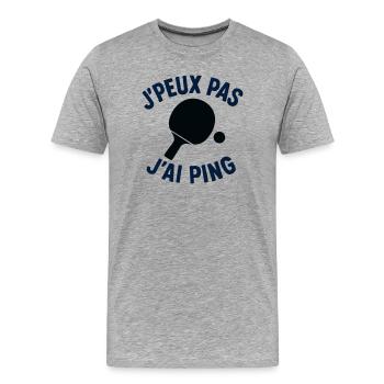 Ich kann nicht, ich ping. - Männer Premium Bio T-Shirt - Grau meliert - Vorne - Damien (186cm)