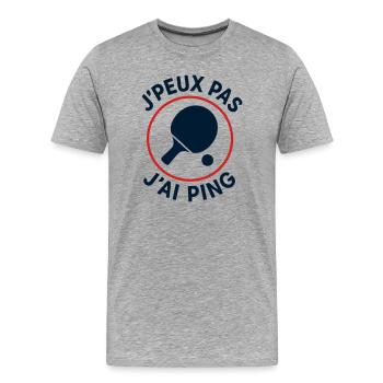 Ich kann nicht, ich ping. - Männer Premium Bio T-Shirt - Grau meliert - Vorne - Damien (186cm)