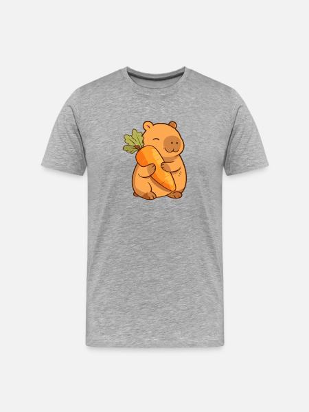 Capybara with carrot – relaxed & cute - Men's Premium Organic T-Shirt - heather grey