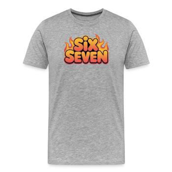 Six Seven 67 – lustige Gen Alpha Memes - Männer Premium Bio T-Shirt - Grau meliert - Vorne - Damien (186cm)