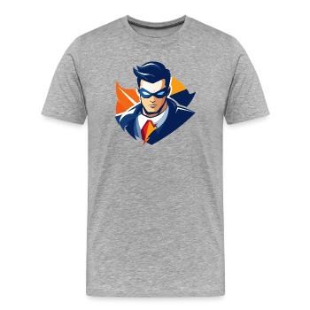 Mask Hero Suit Business Superhero Icon Graphic - Men's Premium Organic T-Shirt - heather grey - Front - Damien (186cm)