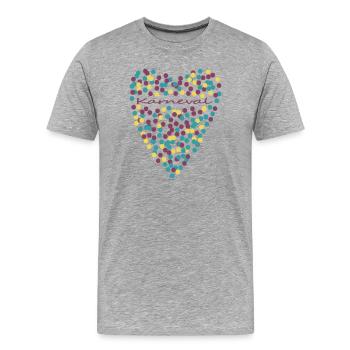 Karneval mit Herz - Männer Premium Bio T-Shirt - Grau meliert - Vorne - Damien (186cm)