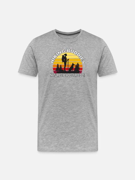Hiking Buddies - Nature Peace Freedom - Men's Premium Organic T-Shirt - heather grey
