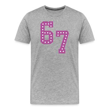 6 7 – Trendiges, minimalistisches Textdesign, - Männer Premium Bio T-Shirt - Grau meliert - Vorne - Damien (186cm)