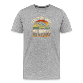 I Can't Work Today My Arm Is In A Cast Angler - Men's Premium Organic T-Shirt - heather grey - Front - Damien (186cm)