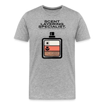 Scent Layering Top Heart Base Notes - Men's Premium Organic T-Shirt - heather grey - Front - Damien (186cm)