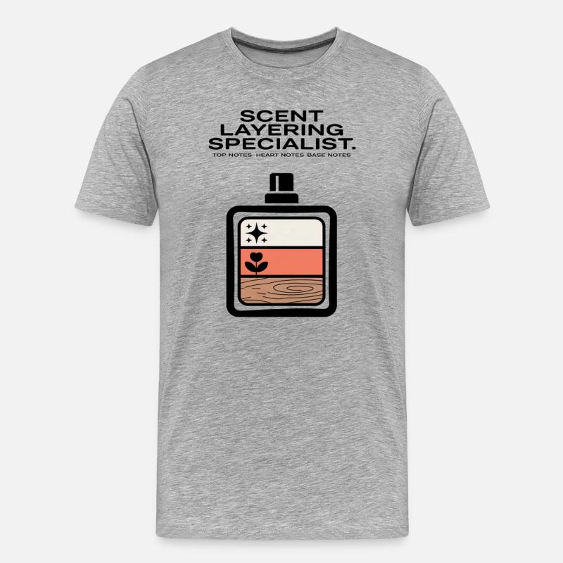 Scent Layering Top Heart Base Notes - Männer Premium Bio T-Shirt - Grau meliert