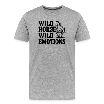 Cheval sauvage, émotions sauvages - T-shirt bio Premium Homme - gris chiné - Devant - Damien (186cm)