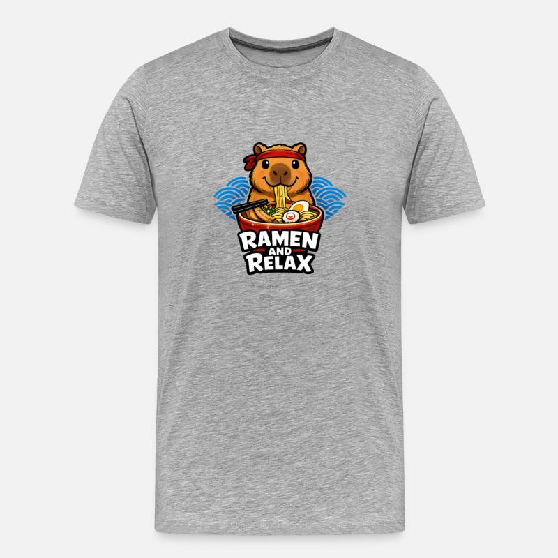 Ramen and Relax - Männer Premium Bio T-Shirt - Grau meliert