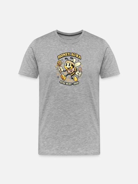 Honey Aura Bee 2026 Stay Busy - Men's Premium Organic T-Shirt - heather grey