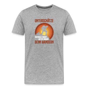 Un vieil homme sous-estimé en randonnée en disant - T-shirt bio Premium Homme - gris chiné - Devant - Damien (186cm)