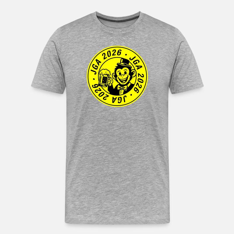 Jga 2026 Affe Bräutigam - Männer Premium Bio T-Shirt - Grau meliert