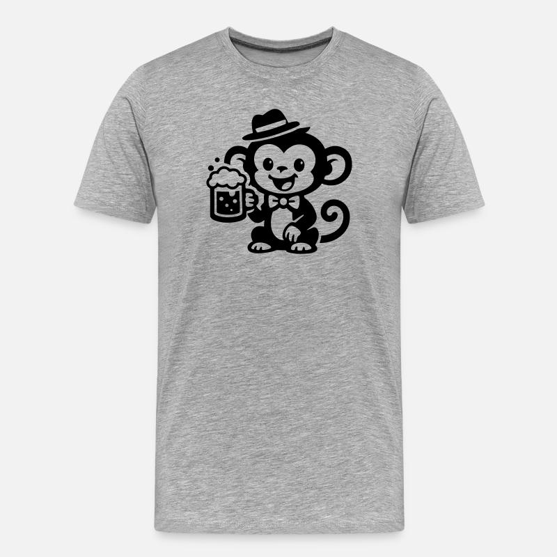 Affe Bier - Männer Premium Bio T-Shirt - Grau meliert