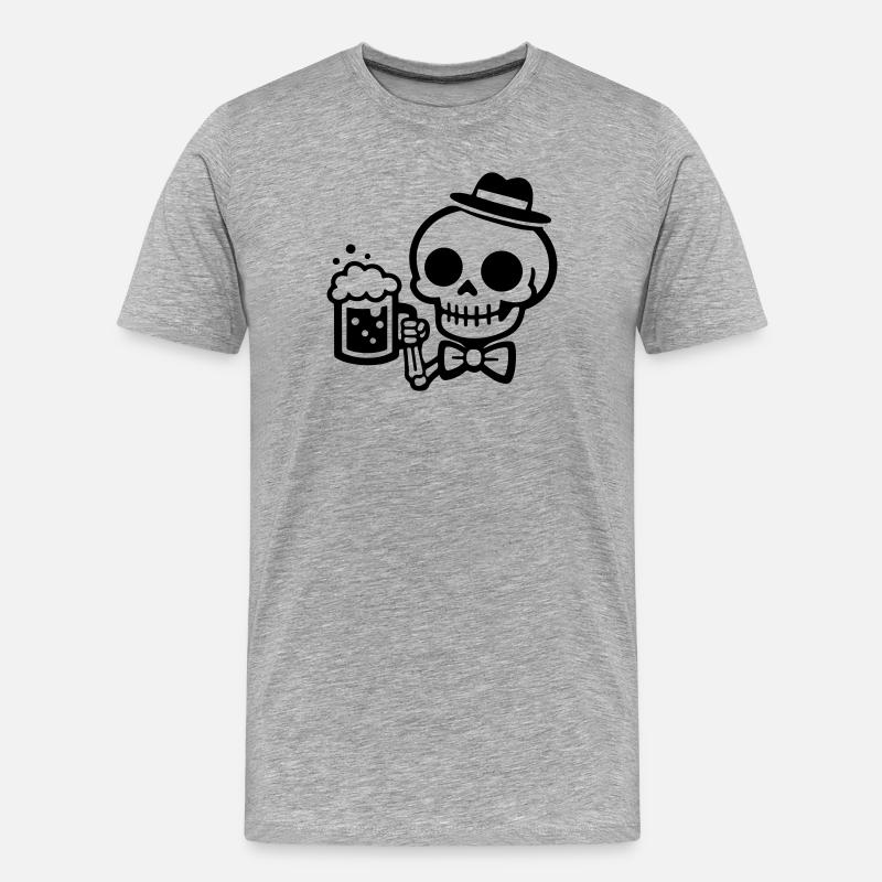 Skelett Bier - Männer Premium Bio T-Shirt - Grau meliert