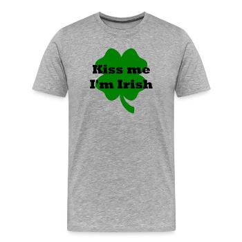 embrasse-moi, je suis irlandais - T-shirt bio Premium Homme - gris chiné - Devant - Damien (186cm)