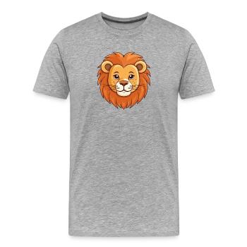 Caricature de la tête de lion - T-shirt bio Premium Homme - gris chiné - Devant - Damien (186cm)