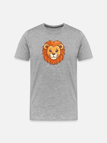 Lion Head Caricature - Men's Premium Organic T-Shirt - heather grey