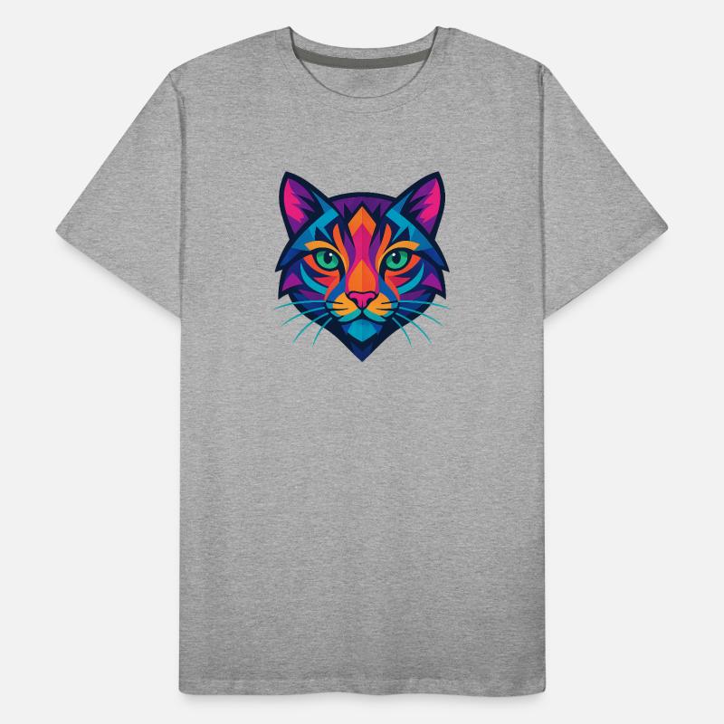 Buntes geometrisches Katzengesicht Männer Premium Bio T-Shirt