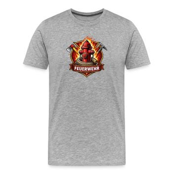Emblème de la bouche d’incendie de la brigade d’incendie - T-shirt bio Premium Homme - gris chiné - Devant - Damien (186cm)