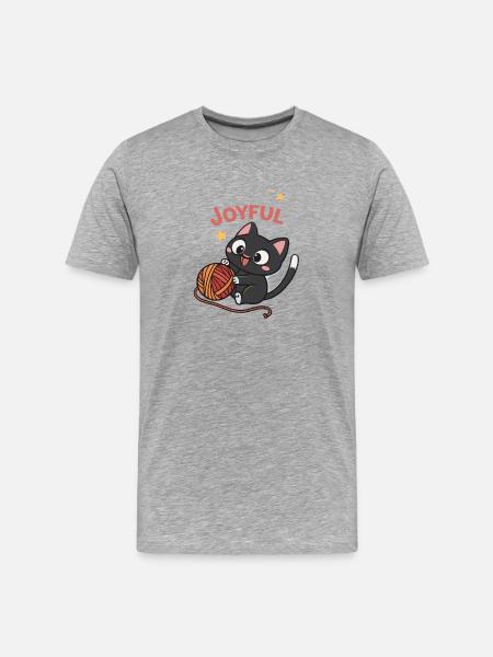 Happy Cat and Kawaii Pelota - Men's Premium Organic T-Shirt - heather grey
