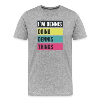 Je suis Dennis qui fait des couleurs rétro de Dennis Things - T-shirt bio Premium Homme - gris chiné - Devant - Damien (186cm)