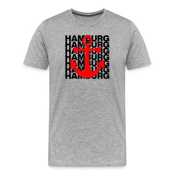 HAMBOURG ANKER, HAFEN, MOIN, ELBE, HAMBURGLIEBE - T-shirt bio Premium Homme - gris chiné - Devant - Damien (186cm)