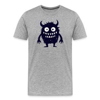 Petit monstre sombre et mignon drôle - T-shirt bio Premium Homme - gris chiné - Devant - Damien (186cm)